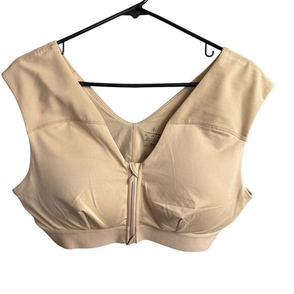 Tommie Copper Women's Shoulder Support Compression Bra Front Zipper 2XL Nude - Picture 1 of 9